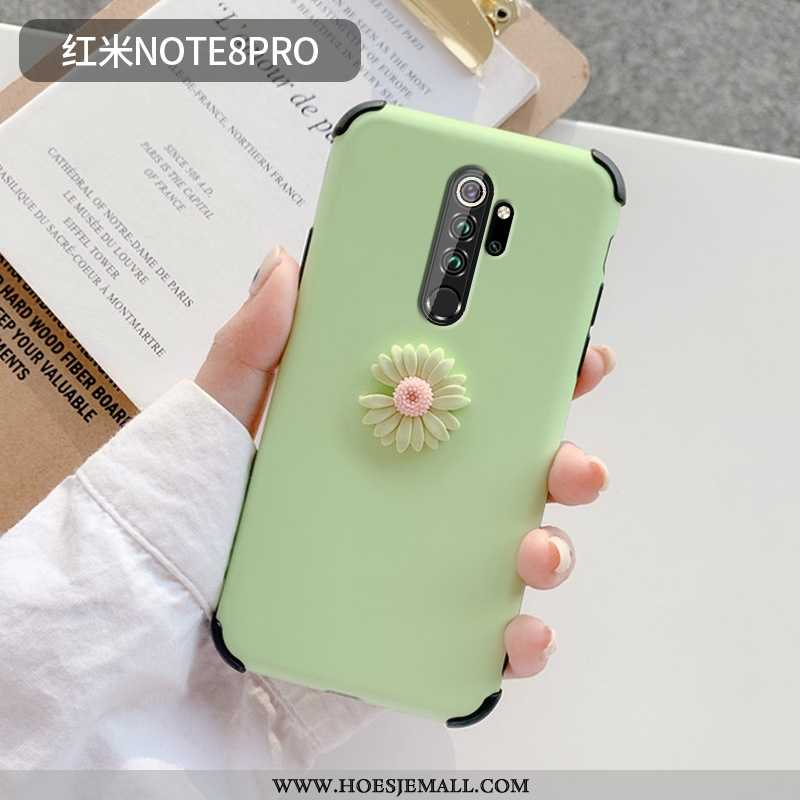 Hoesje Xiaomi Redmi Note 8 Pro Dun Siliconen Groen Eenvoudige Madeliefjes Super Hoes