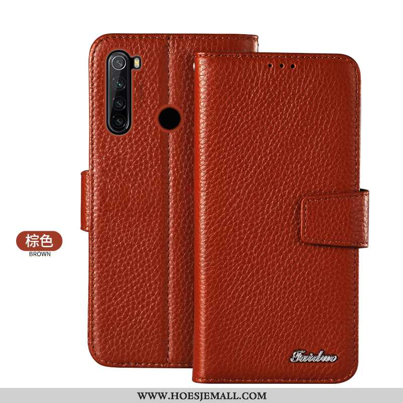 Hoesje Xiaomi Redmi Note 8t Bescherming Echt Leer Mini Kaart Mobiele Telefoon Folio All Inclusive Br