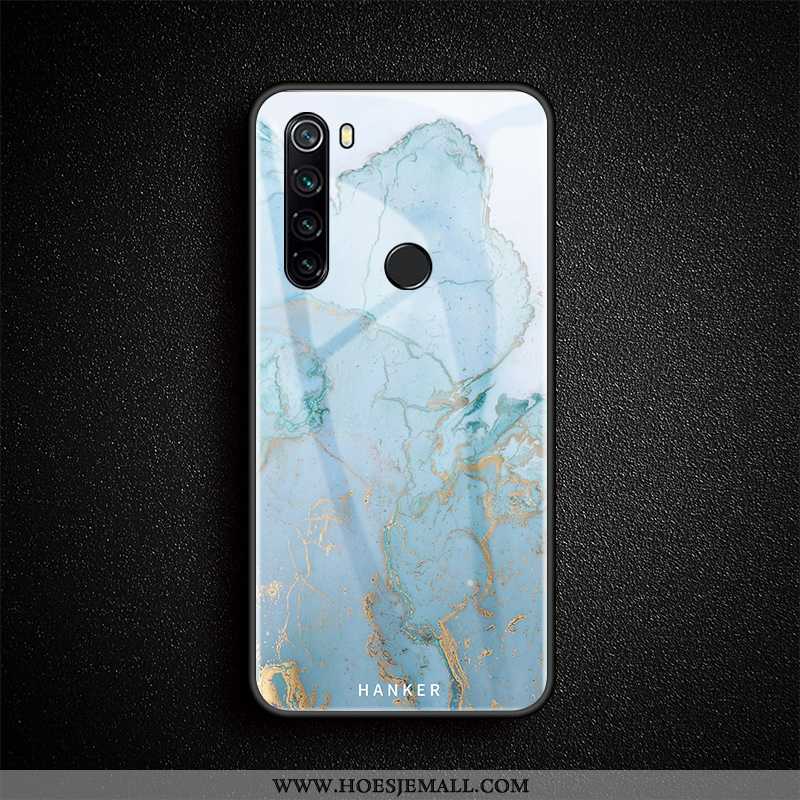 Hoes Xiaomi Redmi Note 8t Glas Luxe Blauw Rood Hoesje Bescherming Kunst Blauwe