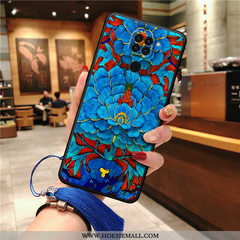 Hoesje Xiaomi Redmi Note 9 Siliconen Bescherming Rood Vintage Zacht All Inclusive Anti-fall Blauwe