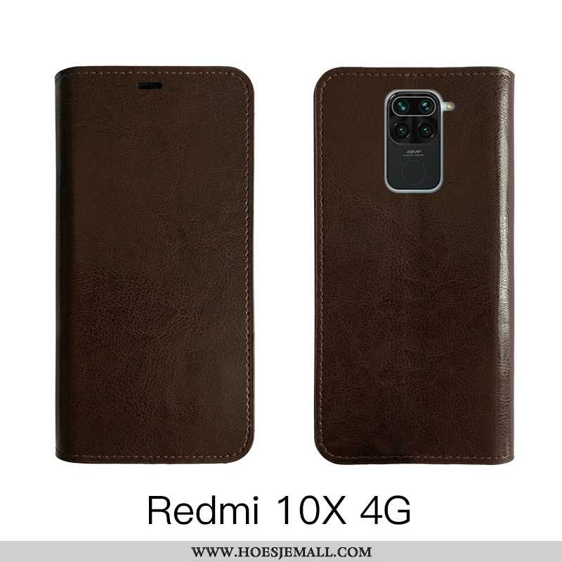 Hoesje Xiaomi Redmi Note 9 Bescherming Leren Koe Echt Leer Mobiele Telefoon Hoes Bruin