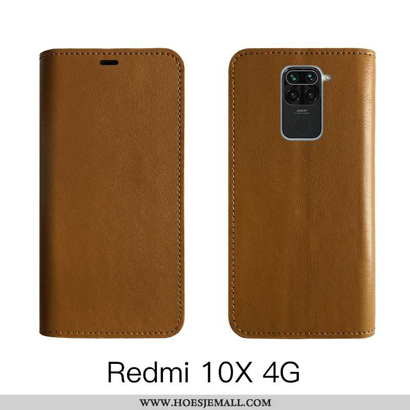 Hoesje Xiaomi Redmi Note 9 Bescherming Leren Koe Echt Leer Mobiele Telefoon Hoes Bruin