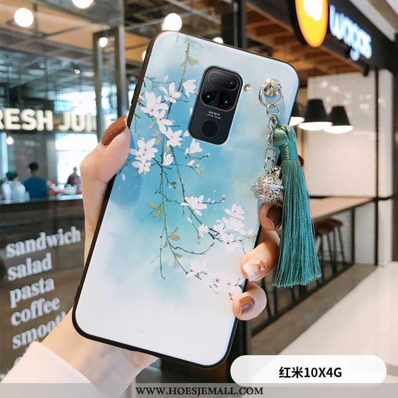 Hoesje Xiaomi Redmi Note 9 Persoonlijk Scheppend Zacht Hoes Anti-fall Net Red Vintage Blauwe