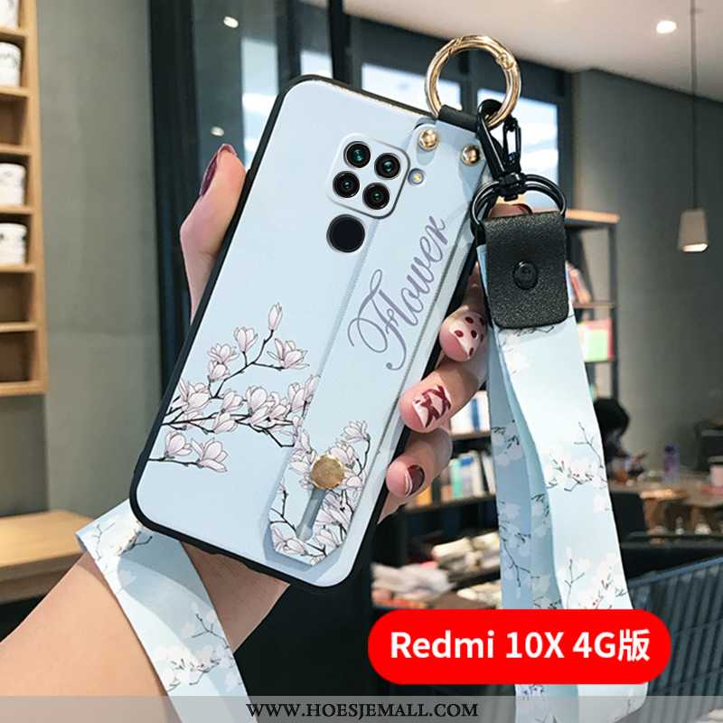 Hoesje Xiaomi Redmi Note 9 Bescherming Schrobben Opknoping Nek Blauw All Inclusive Zacht Blauwe