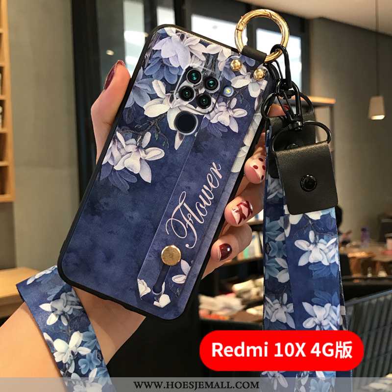 Hoesje Xiaomi Redmi Note 9 Bescherming Schrobben Opknoping Nek Blauw All Inclusive Zacht Blauwe