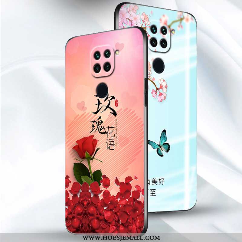 Hoes Xiaomi Redmi Note 9 Zacht Siliconen All Inclusive Patroon Bloemen Rood Roze