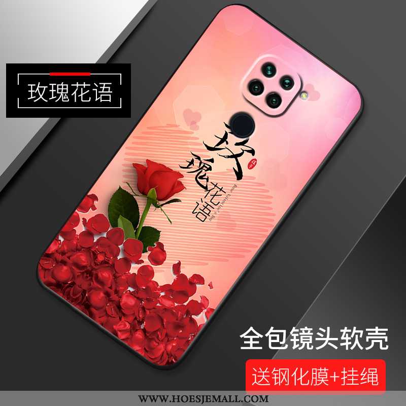 Hoes Xiaomi Redmi Note 9 Zacht Siliconen All Inclusive Patroon Bloemen Rood Roze