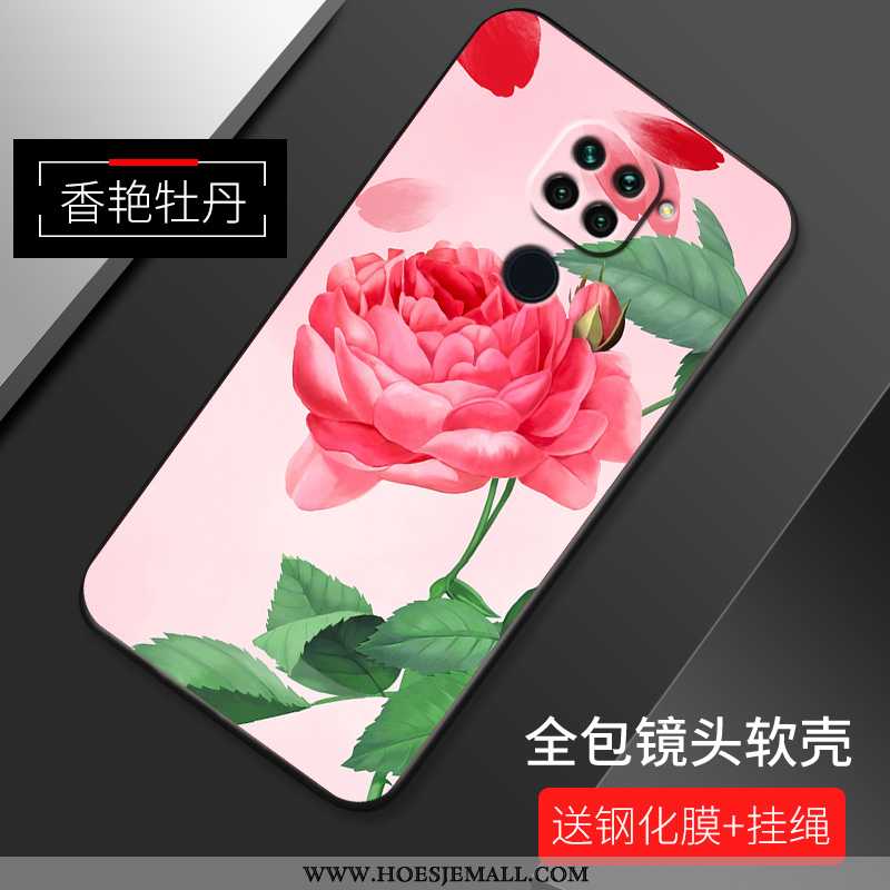 Hoes Xiaomi Redmi Note 9 Zacht Siliconen All Inclusive Patroon Bloemen Rood Roze