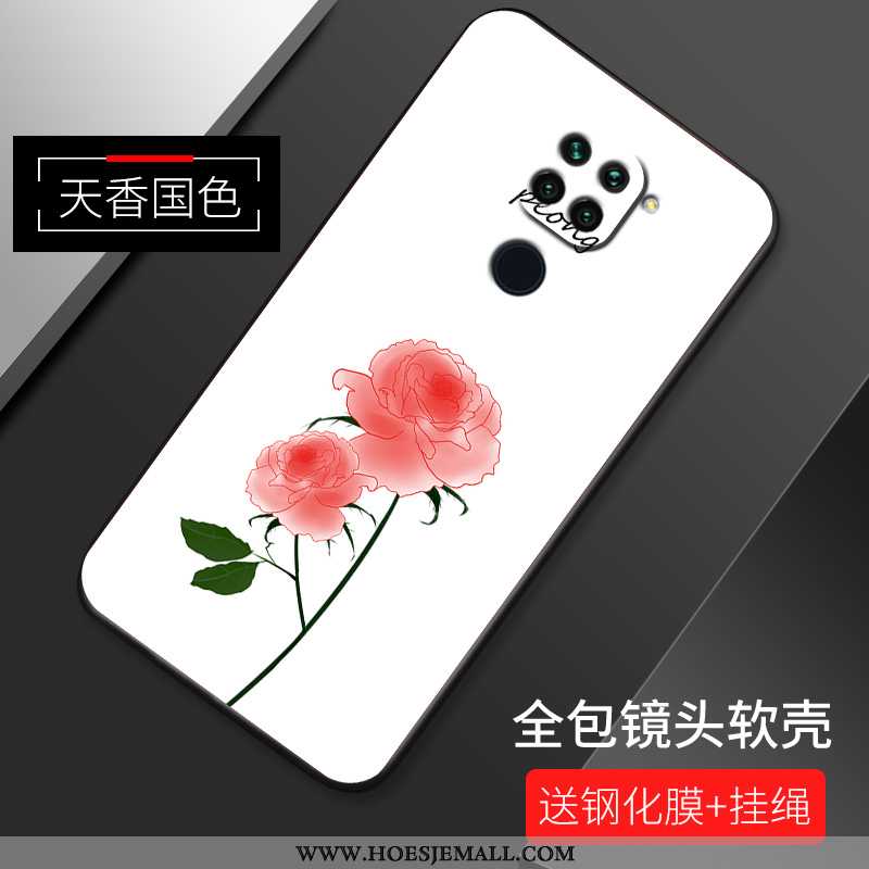 Hoes Xiaomi Redmi Note 9 Zacht Siliconen All Inclusive Patroon Bloemen Rood Roze