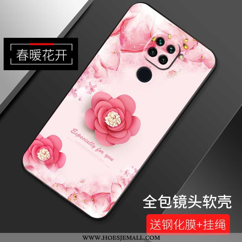 Hoes Xiaomi Redmi Note 9 Zacht Siliconen All Inclusive Patroon Bloemen Rood Roze