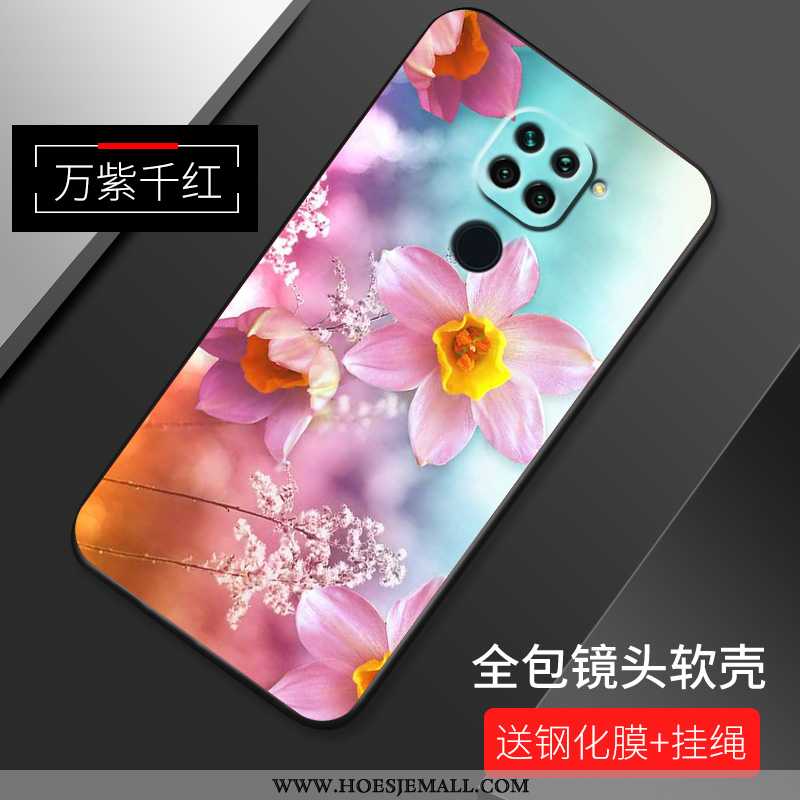 Hoes Xiaomi Redmi Note 9 Zacht Siliconen All Inclusive Patroon Bloemen Rood Roze