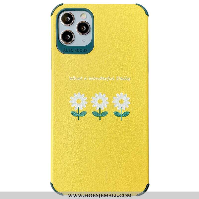 Hoesje iPhone 11 Pro Max Patroon Zacht All Inclusive Bloemen Mobiele Telefoon Bescherming Geel