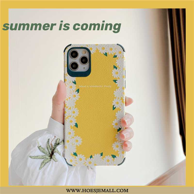 Hoesje iPhone 11 Pro Max Patroon Zacht All Inclusive Bloemen Mobiele Telefoon Bescherming Geel