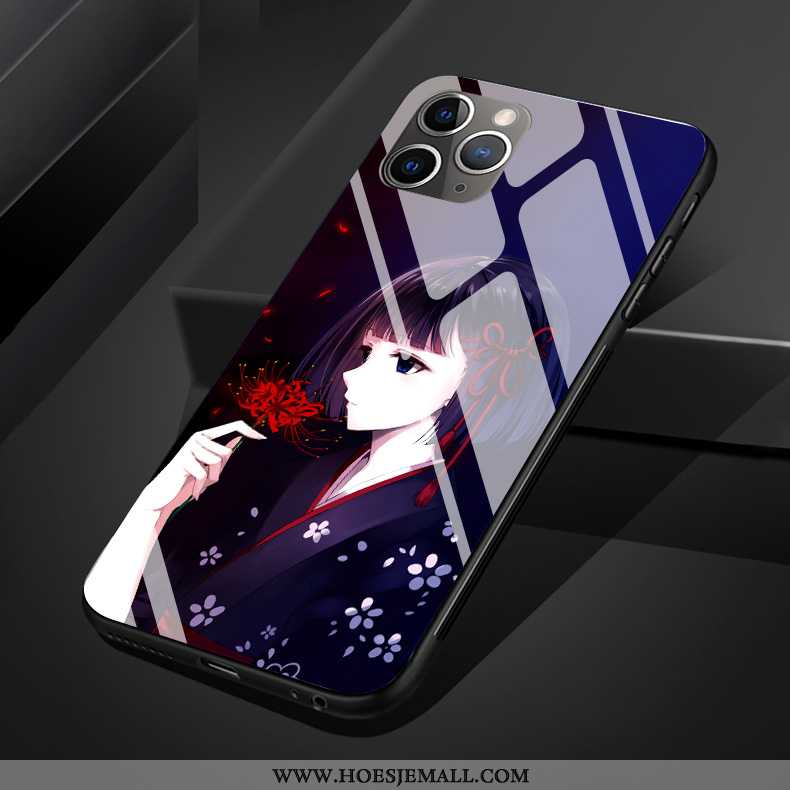 Hoesje iPhone 11 Pro Max Bescherming Glas Siliconen Mobiele Telefoon Bloemen Wit Chinese Stijl Witte