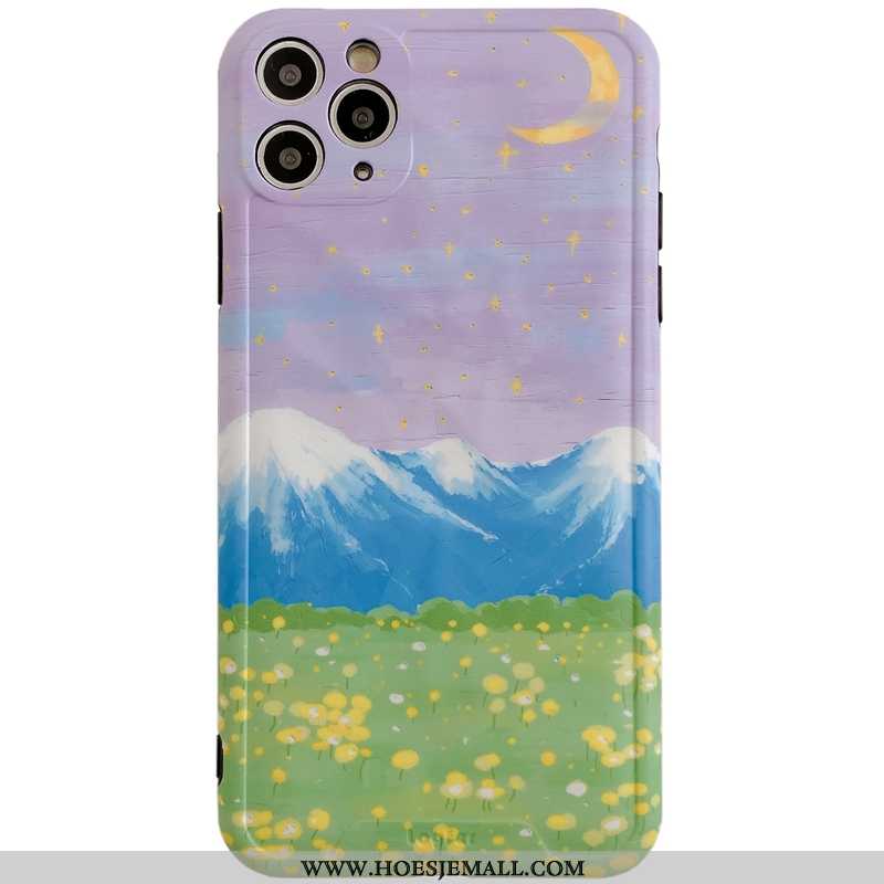 Hoesje iPhone 11 Pro Max Siliconen Bescherming Mobiele Telefoon Wind Scheppend Persoonlijk Hoes Purp