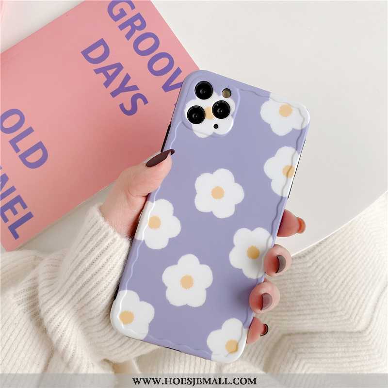 Hoes iPhone 11 Pro Max Siliconen Persoonlijk Wind Hoesje Net Red Bloemen Mobiele Telefoon Purper