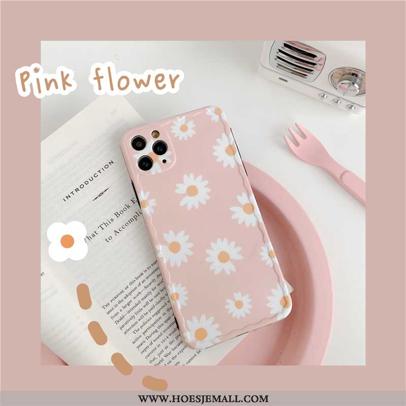 Hoes iPhone 11 Pro Max Siliconen Persoonlijk Wind Hoesje Net Red Bloemen Mobiele Telefoon Purper