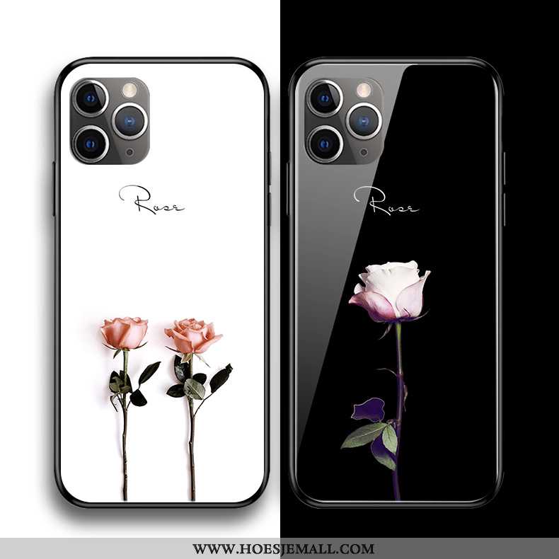 Hoes iPhone 11 Pro Max Bescherming Glas Mobiele Telefoon Persoonlijk Siliconen Hoesje Bloemen Witte