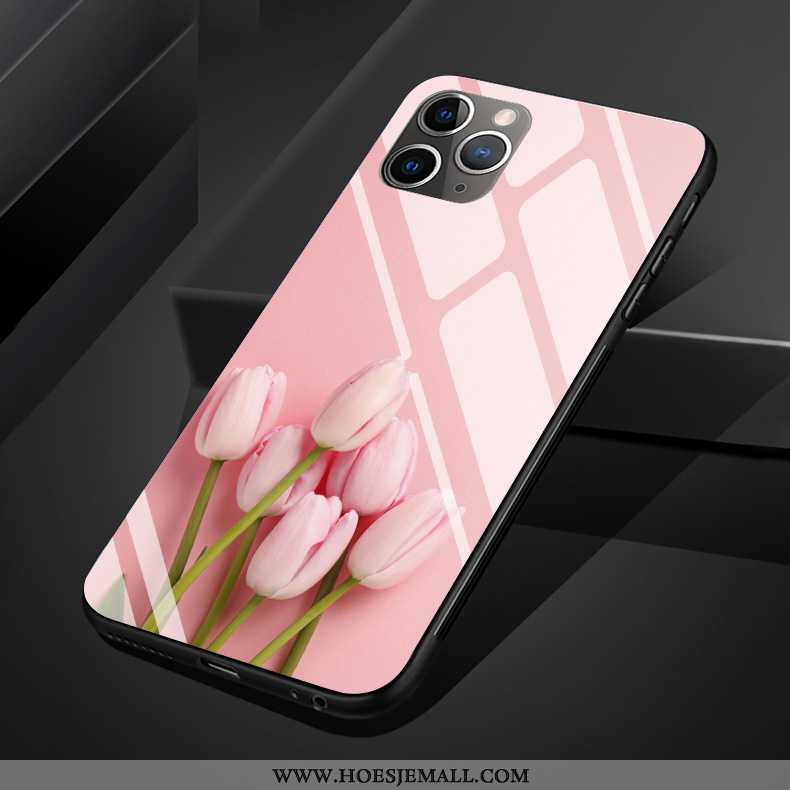 Hoes iPhone 11 Pro Max Bescherming Glas Mobiele Telefoon Persoonlijk Siliconen Hoesje Bloemen Witte