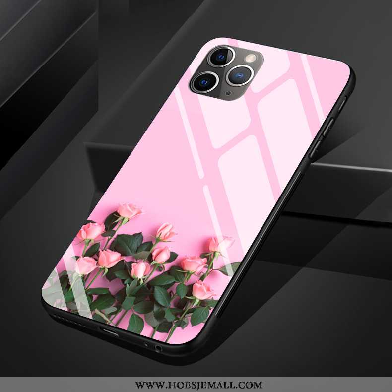 Hoes iPhone 11 Pro Max Bescherming Glas Mobiele Telefoon Persoonlijk Siliconen Hoesje Bloemen Witte