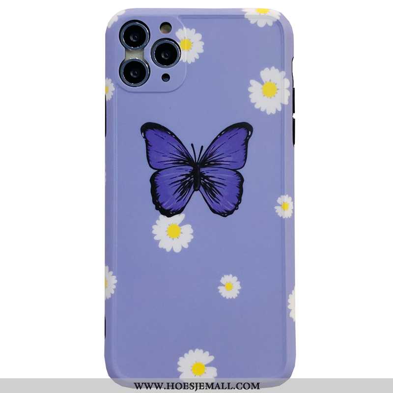 Hoes iPhone 11 Pro Max Siliconen Bescherming Hoesje Scheppend Persoonlijk Vlinder Purper