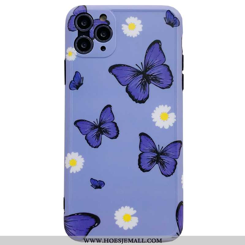 Hoes iPhone 11 Pro Max Siliconen Bescherming Hoesje Scheppend Persoonlijk Vlinder Purper