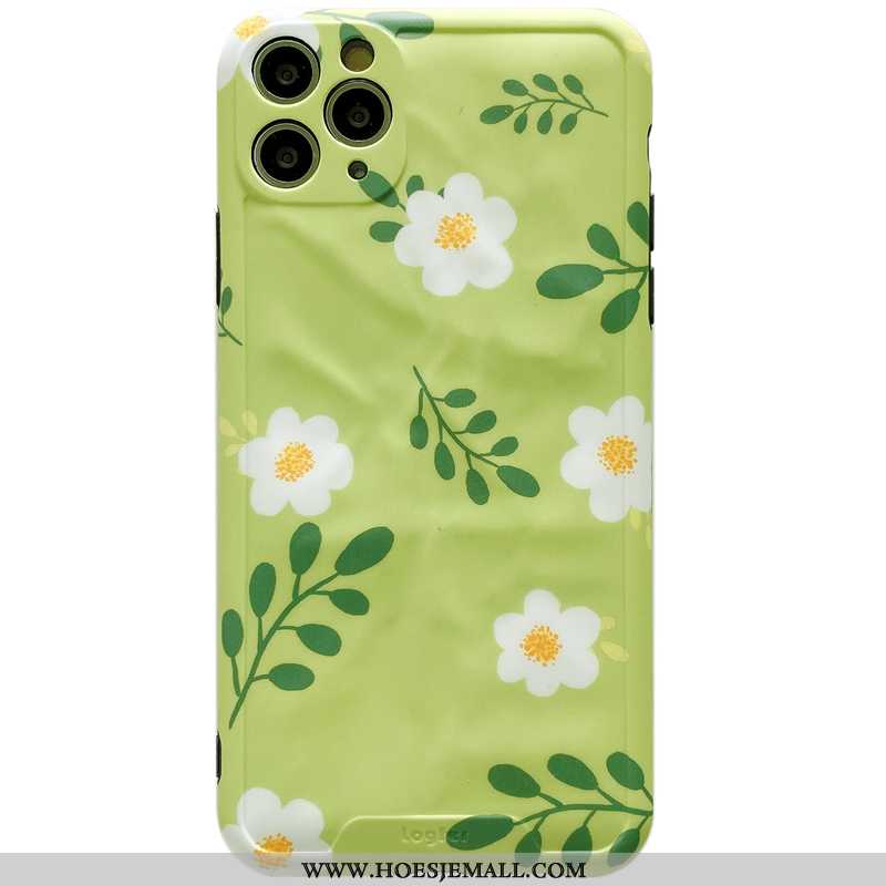 Hoesje iPhone 11 Pro Max Persoonlijk Scheppend Groen Wind Bloemen All Inclusive Zacht