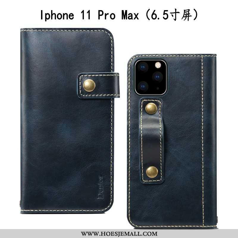 Hoes iPhone 11 Pro Max Zacht Bescherming Anti-fall Mobiele Telefoon Donkerblauw Folio Koe Donkerblau