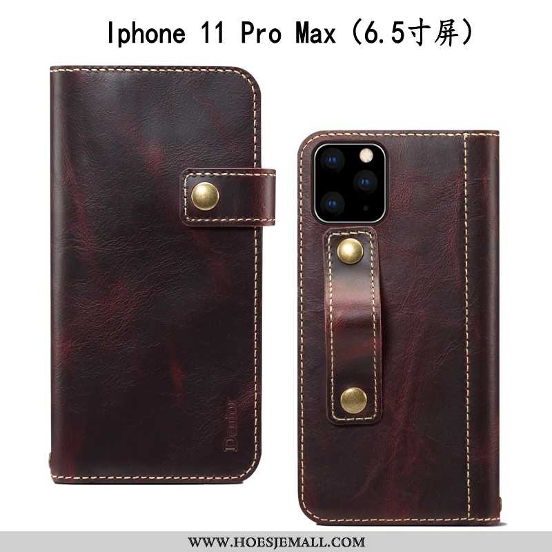 Hoes iPhone 11 Pro Max Zacht Bescherming Anti-fall Mobiele Telefoon Donkerblauw Folio Koe Donkerblau