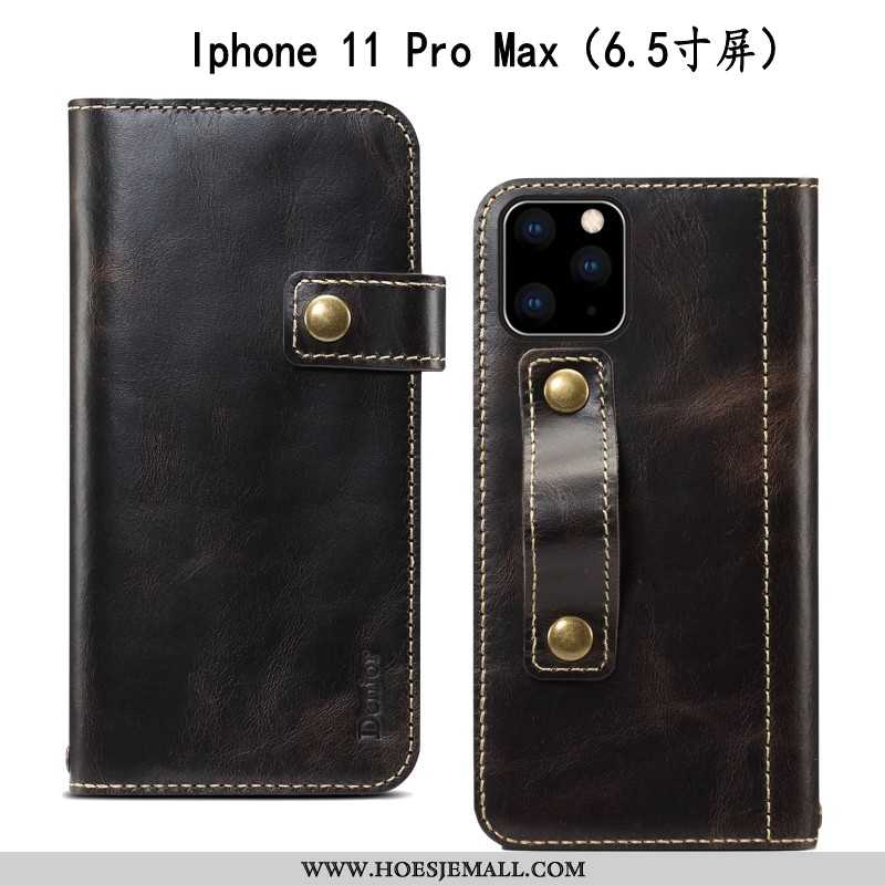 Hoes iPhone 11 Pro Max Zacht Bescherming Anti-fall Mobiele Telefoon Donkerblauw Folio Koe Donkerblau