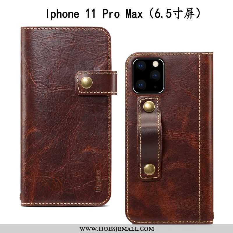 Hoes iPhone 11 Pro Max Zacht Bescherming Anti-fall Mobiele Telefoon Donkerblauw Folio Koe Donkerblau