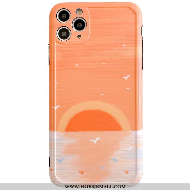 Hoes iPhone 11 Pro Max Bescherming Persoonlijk Wind Oranje Siliconen Olieverfschilderij