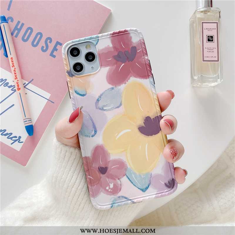 Hoesje iPhone 11 Pro Max Zacht Siliconen Persoonlijk Bloemen Roze Hoes All Inclusive