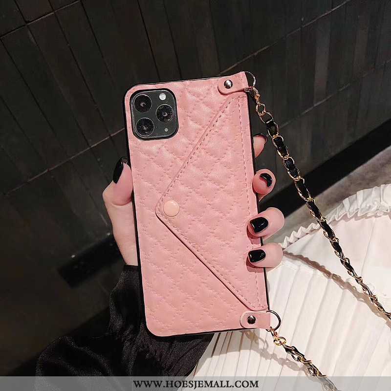 Hoes iPhone 11 Pro Zacht Leren Hoesje Eenvoudige Mobiele Telefoon All Inclusive Roze Persoonlijk
