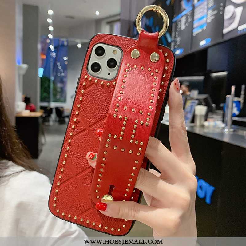 Hoesje iPhone 11 Pro Leren Mode Ondersteuning High End All Inclusive Echt Leer Rondje Rood