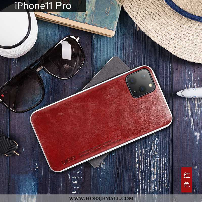 Hoes iPhone 11 Pro Trend Zacht Hoesje Koe High End Mobiele Telefoon Leer Rood