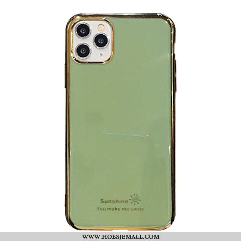 Hoes iPhone 11 Pro Zacht Luxe All Inclusive Effen Kleur Anti-fall Lovers Plating Groen