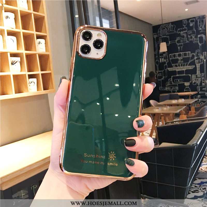 Hoes iPhone 11 Pro Zacht Luxe All Inclusive Effen Kleur Anti-fall Lovers Plating Groen