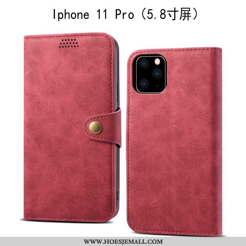 Hoes iPhone 11 Pro Zacht Bescherming Folio Rood Hoesje Anti-fall