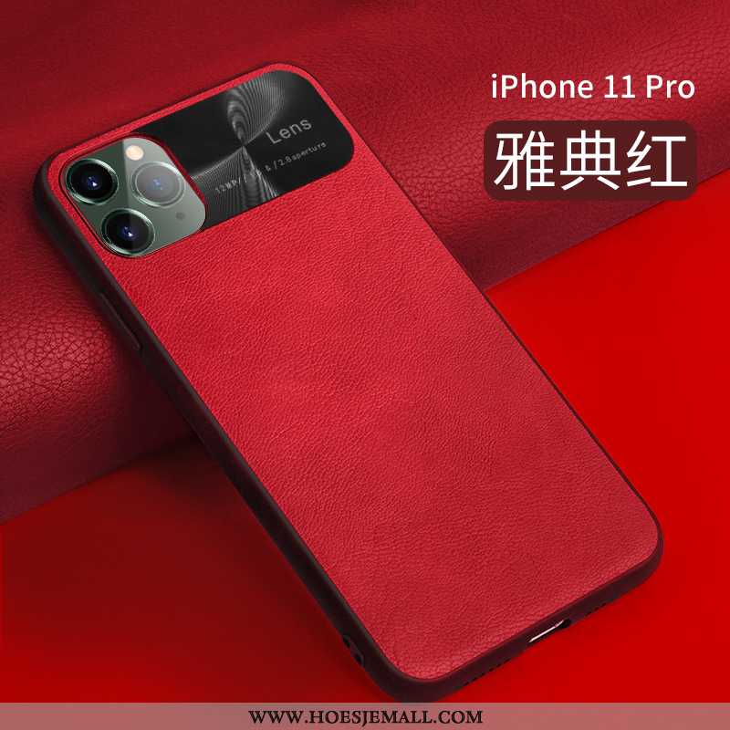 Hoes iPhone 11 Pro Bescherming Leren Hoesje Mobiele Telefoon All Inclusive Net Red Blauw Blauwe