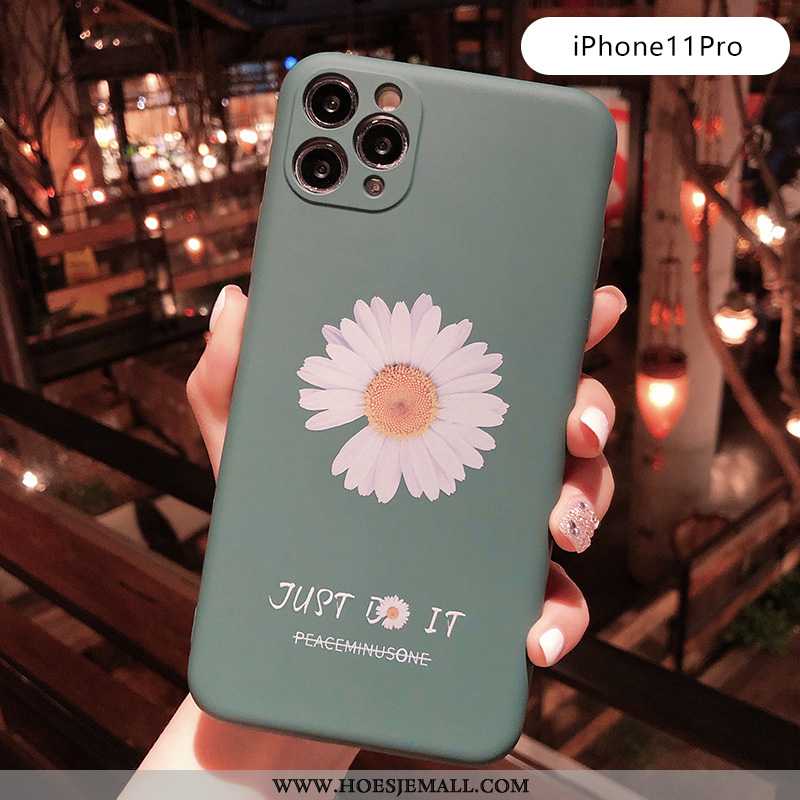 Hoesje iPhone 11 Pro Scheppend Trend Mobiele Telefoon Schrobben Siliconen Bloemen Blauwe