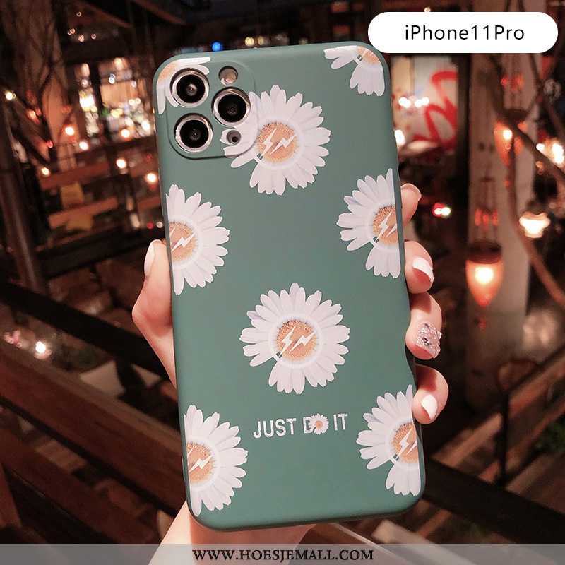 Hoesje iPhone 11 Pro Scheppend Trend Mobiele Telefoon Schrobben Siliconen Bloemen Blauwe