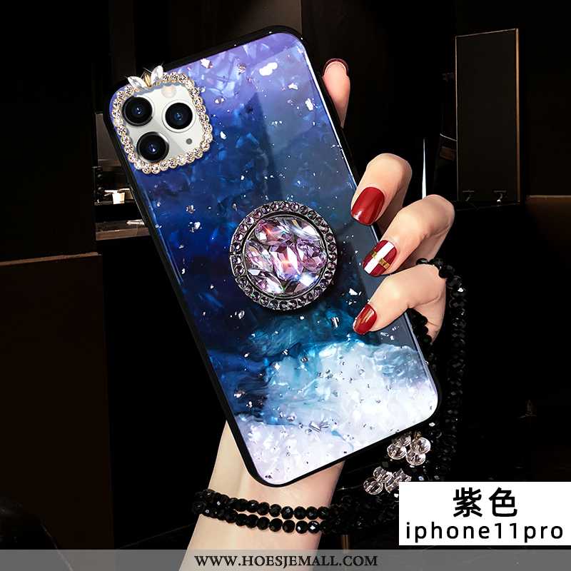 Hoesje iPhone 11 Pro Siliconen Bescherming Trend Strass Groen Mobiele Telefoon