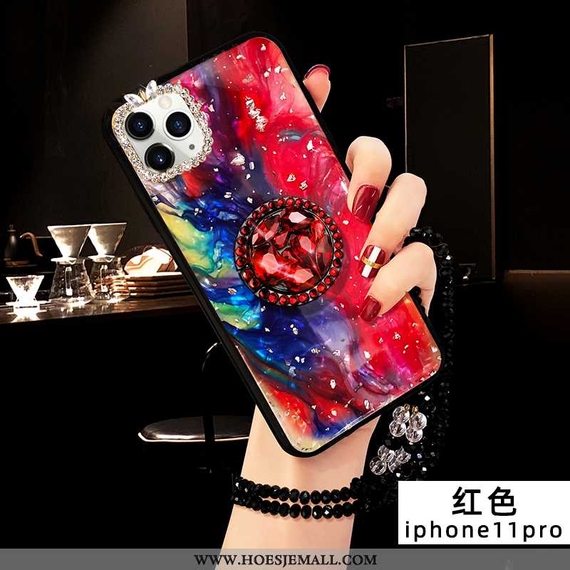 Hoesje iPhone 11 Pro Siliconen Bescherming Trend Strass Groen Mobiele Telefoon