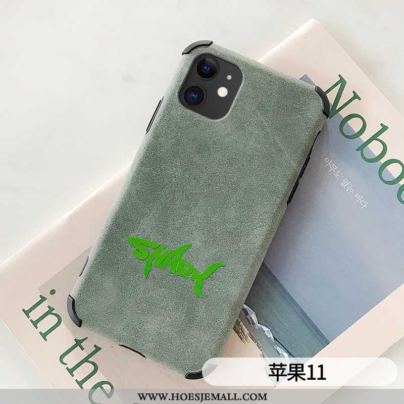 Hoesje iPhone 11 Super Dun Anti-fall Persoonlijk Eenvoudige Zeemleer Groen
