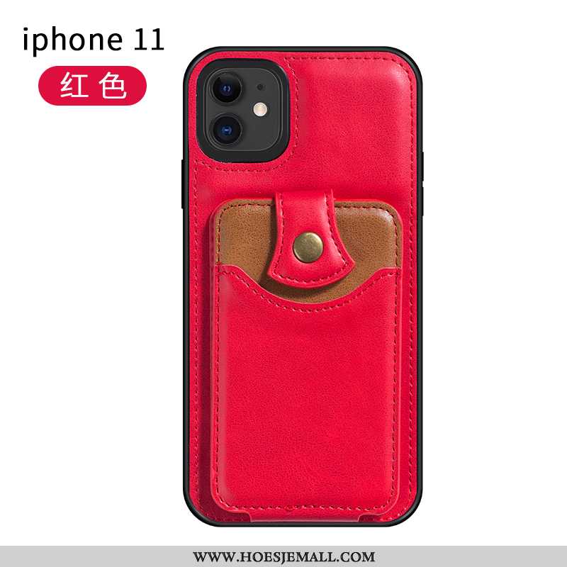 Hoes iPhone 11 Leren Hoesje Leer Anti-fall Mobiele Telefoon Kwaliteit Kaart Zwarte