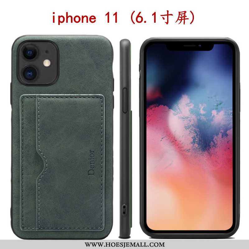 Hoesje iPhone 11 Zacht Bescherming Ondersteuning Groen Hoes Anti-fall Turquoise