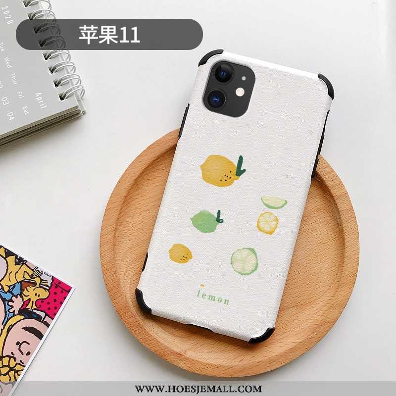 Hoesje iPhone 11 Mooie Patroon Vers Wit Citroen Leren Witte