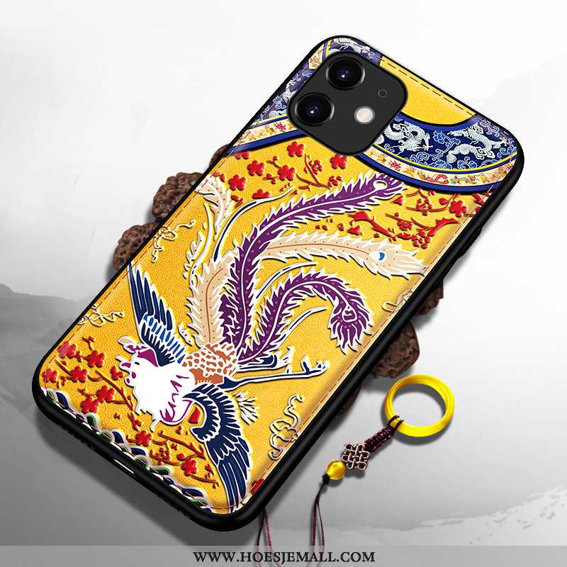 Hoes iPhone 11 Siliconen Trend Dragon Patroon Anti-fall Mobiele Telefoon Super Zacht Geel