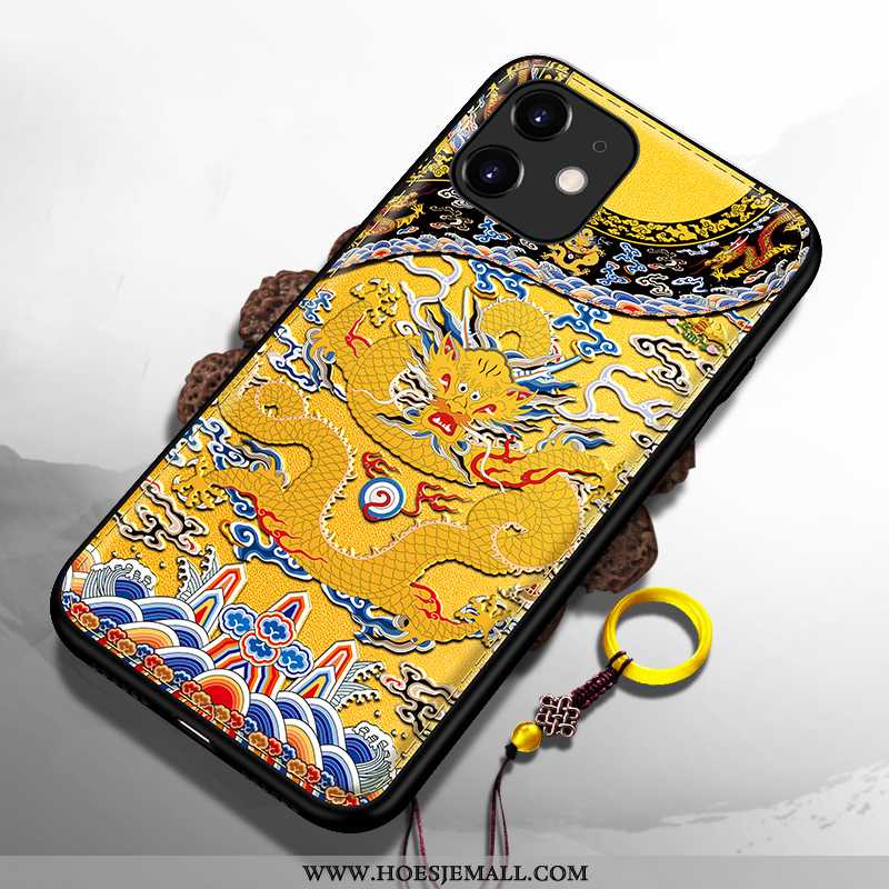 Hoes iPhone 11 Siliconen Trend Dragon Patroon Anti-fall Mobiele Telefoon Super Zacht Geel